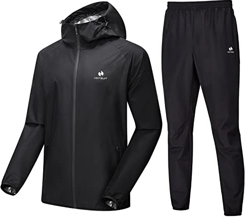 HOTSUIT Herren SaunaTrainingsanzug Fitness Sauna-Reißverschluss schwitzjacke herren Jacken Ganzkörper-Herren-Trainingsanzug,Schwarz Größe 4XL