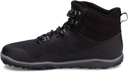 Xero Shoes Barfuß-Wanderschuhe für Herren | Scrambler Mid Wanderstiefel | Zero Drop, breite Zehenbox, minimalistische Herren-Wanderschuhe, Schwarz, 44.5 EU