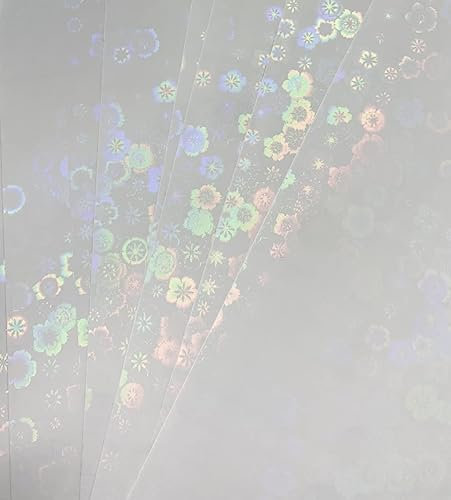 Syntego A4 Autoadhesivo Transparente holográfico Papel Adhesivo Vinilo 8,5 x 11 Hojas de laminación 10 Hojas (Flores)