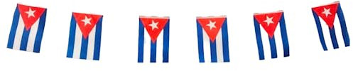 Bandera de Cuba 40 Unidades, Guirnalda 11.4M, Banderines Nacionales 14 x 21 cm para Decoraciones de Bares de Jardín