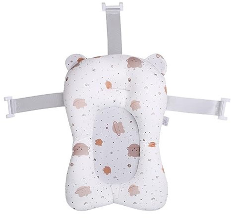 Cojín de Baño para bebé, Bañera de bebé con Forma Bonita, Lavabo de Ducha de Diseño Plegable para Recién Nacido, Almohada de Baño Infantil de Red Portátil (Blanco)