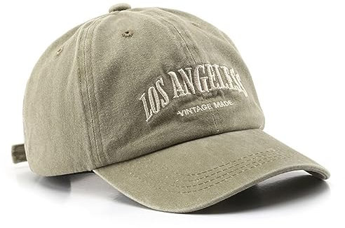 Gorra Beisbol Ajustable y Bordada de Los Ángeles, de Tela Vaquera, Algodón 100%. para Hombres y Mujeres. Color Beige.