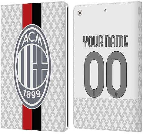 Head Case Designs Offizielle Personalisierte Individuelle AC Milan Away 2023/24 Trikot Leder-Wallet-Hülle Kompatibel mit Apple iPad 10.2 2019/2020/2021