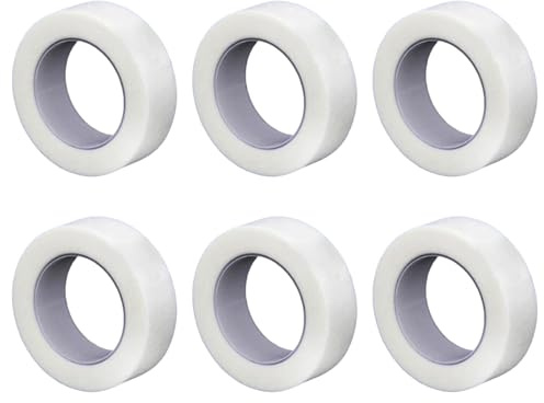 6 Stück mikroporöses chirurgisches Klebeband, mikroporöses, atmungsaktives Notfall-Klebeband, Notfall-Klebeband, geeignet für Haut, Verband, empfindliche Haut (1,25 cm x 9 m)