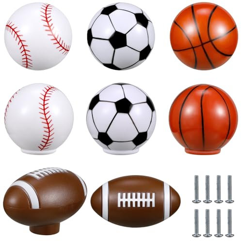 Menkxi Schubladenknöpfe für Kinder, Baseball, Basketball, Kommode, Schubladenknöpfe für Jungen, Fußball, Fußball, Sport, Kinderzimmer, Hardware, Schubladengriffe für Schrank, Party-Dekoration