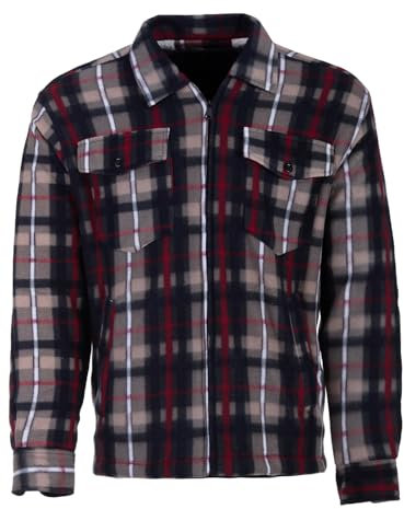 Henry Terre Holzfällerjacke Herren Hemdjacke Arbeitsjacke Hemd Flanell Jacke Thermojacke Kariert Gefüttert, Farbe:beige, Größe:XXL