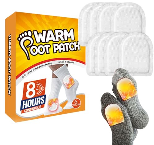 Quzente Heizpflaster für Füße | Selbstklebendes Wärmepflaster, sicher, 6 Stück,Fußwärmer für Outdoor-Aktivitäten, Skifahren, Wandern, Wärmepflaster für Wärme unterwegs, Heizpflaster für den Winter