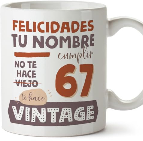 MUGFFINS Tazas Personalizadas Cumpleaños - En Español - Vintage No Viejo - 11 oz / 330 ml - Regalo personalizable original y divertido