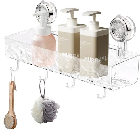 Litinliv Estante de Ducha con Ventosa, Estante de Ducha sin Taladro, Estantes Cesta para Ducha, Estantería Ducha, Baldas Pared sin Agujeros, Estante Cesta Ventosa Ducha de Baño para Cocina Hogar