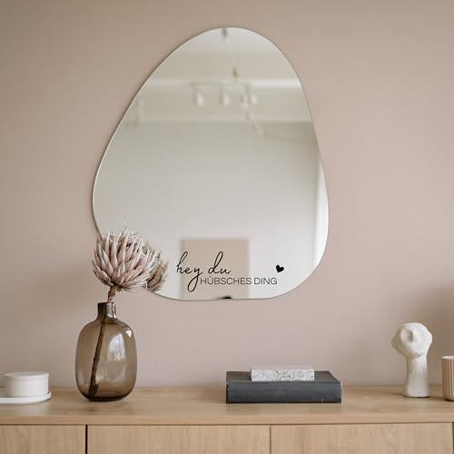 JuPaRo Spiegel Aufkleber/Sticker für Spiegel/Aufkleber mit Spruch/Spiegelaufkleber (Hey Du hübsches Ding, 18cm x 7cm)