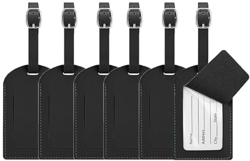 6 Stück Kofferanhänger Gepäckanhänger Reise Für Koffer, Kofferanhänger ID Etikett mit Adressschild Namenschild Wasserdichte Tags für Geschäftsreise (Schwarz)
