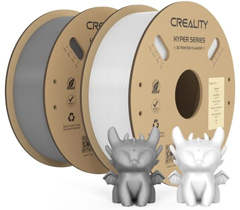 Creality Official Hyper PLA Filament Weiß+Grau 2KG, 3D Drucker Filament für Hochgeschwindigkeitsdruck, langlebig und widerstandsfähig, glatt, Überhang Leistung Maßgenauigkeit +/-0.03mm, 2 Rollen