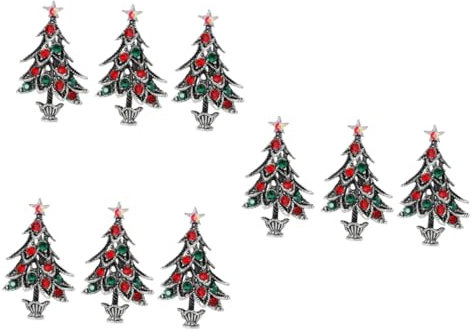 WRITWAA 9 Stk Weihnachtsbrosche Weihnachtsbrustnadel Weihnachtsbaum-strassbroschen Weihnachtsbaum-broschen-anstecknadel Weihnachtskorsage Brosche Weihnachtsbaum Brustnadel