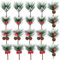 HGRGHH künstliche Tannenzweige, Tannenzweige Künstlich mit Beeren und Tannenzapfen, 20PCS Deko Zweig mit Lärchenzapfen, Weihnachtsbeeren Kleine Zweig Beeren Deko Für DIY Weihnachten Basteln Kranz