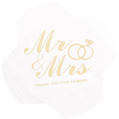 Vobumix Serviettes De Table Mrs, 100 Pièces, pour Dîner De Mariage, pour Cocktail, Dessert, Fournitures De Fête pour Anniversaire De Mariage