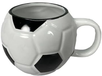 ZONABSQQ Taza de café de cerámica con Forma de balón de fútbol, ​​Vaso de fútbol Resistente al Calor con asa, Agua, Leche, Taza for té y café, 400ml, 1 ud.
