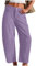 Mrat Cordhose für Damen, Relax-Fit-Hose mit Tasche, hohe Taille, gerade, leichte Hose, weites Bein, legere Lounge, Yogahose, elegant, lockere Palazzo-Hose, bequeme Hose, Lila #01, L