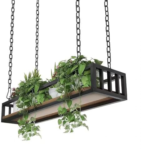 XMWOEIX Ceiling Mount Shelf, Heavy Duty Hanging Plant Stand, Adjustable Hanging Floating Shelves, Ceiling Flower Pot Holder, Hanging Flower Rack, for Flower Shop, Living Room, Cafe(Size:150cm)