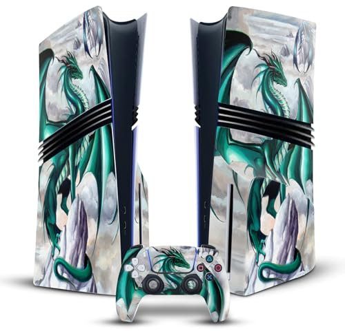 Head Case Designs Offizielle Ruth Thompson Grün Drachen Vinyl Haut Gaming Aufkleber kompatibel mit Sony PlayStation 5 PS5 Pro Disc Edition Console & DualSense Controller