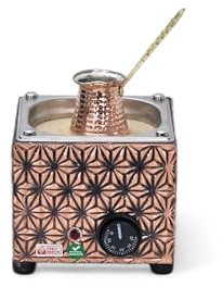 tuliphomev - Traditional Turkish Copper Electric Hot Sand Small Star Design Coffee Maker Machine With Coffee Pot