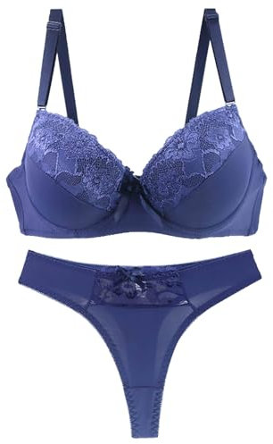 Generisch BH Set Dessous Damen Sexy Unterwäsche Unterwäsche Frauen Set BH Und Slip BH Damen Mit Bügel Push Up Rote Unterwäsche Frauen Sexy Herrenduft Parfüm Angebote Blue Valentine