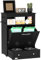 PawHut Pet Feeder Station, Dog Food Storage Container w/Raised Dog Bowls, Hanger, for Food and Water - Black
