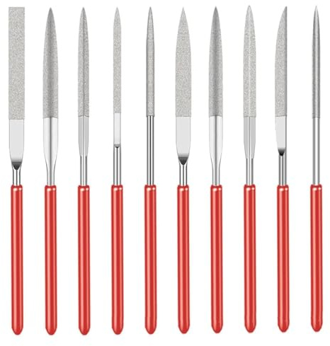 10 Pack 2x100mm Diamond Needle File Set, Mini Precision Files for Jewellery Making, Wood Carving & DIY Craft Projects
