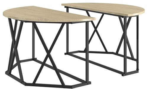 vidaXL Couchtisch Sonoma-Eiche 80 x 80 x 42 cm Ingenieurholz und Stahl, Moderner, runder Couchtisch für Wohnzimmer, langlebig, platzsparender Wohnstil, zeitgenössisches Design