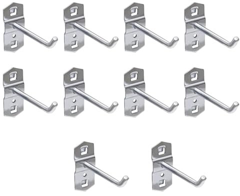 Confezione da 10 ganci per scaffali, resistenti, con foro quadrato, in metallo, per supermercati, garage, vendita al dettaglio (75 mm)