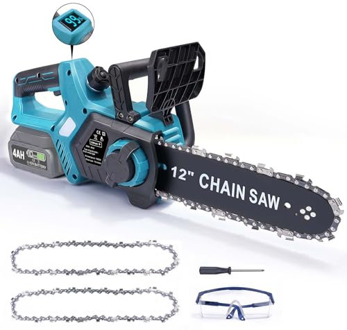 12 Pouces Tronçonneuse À Batterie, Tronçonneuse Électrique sans Fil | Moteur sans Balais de 1000 W | Compatible avec Makita 18V | Vitesse de Chaîne 20m/s | Lubrification Automatique (Sans Batterie)