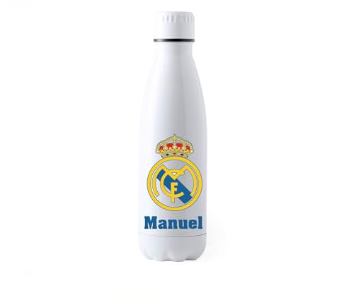 Genérico L3D Bidones - MADRID- Botella, Bidón, Cantimplora de Acero Inoxidable, Capacidad de 700 ml, Color Blanco, Producto Personalizado por L3D