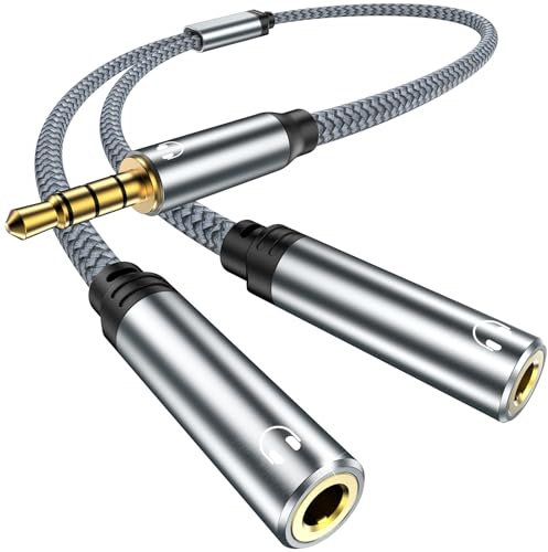 YLLZI Audio Splitter Klinke Y Aux Adapter, 3.5mm Stecker auf Buchse | Headset Stereo Aux Splitter Kabel, für Kopfhörer, Laptop, Tablet, Smartphone, PS4, Switch, Autoradio, Lautsprecher, PC