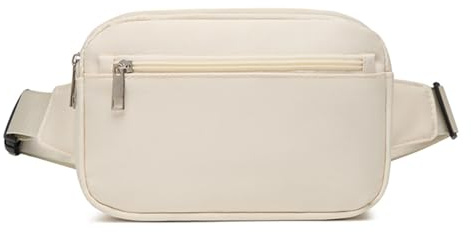Bauchtasche Damen Gürteltasche Herren Hüfttasche Outdoor Lammwolle Sporttasche mit Verstellbare Träger & Reißverschluss Groß Handytasche für Sport Laufen Reise Fahren Wandern (Nylon-Beige)