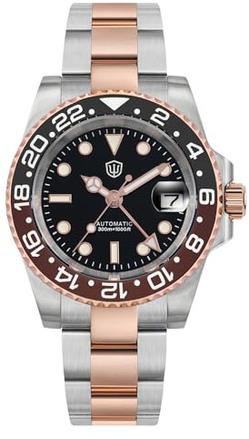 watchdives Sub GMT-Uhren für Herren WD16760, NH34 Automatische Armbanduhr Taucheruhr, 40 mm Keramiklünette Saphirglas 300 M Wasserdicht