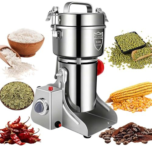 800G Grain Mill Grinder Electric, 3000W/28000 RPM High Speedy Spice Stainless Steel Grinder Efficiency Grinding with Overload Protection for Dry Spice Herbs/Nut/Coffee/Cereal