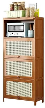 ZIGUIhsou-11 Sideboard Brown 4-tier Kitchen Sideboard with Coffee and Tea Storage Compartments 60cm Wide