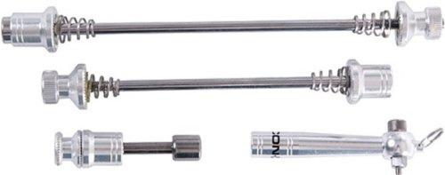 Diebstahlsicherung Security Plus silber ~ für Laufräder + Sattel / Sattelstütze mit Schnellspanner. Zu öffnen nur mit mitgelieferten Spezialschlüssel