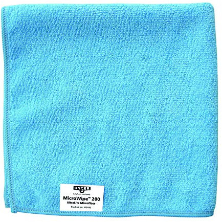 Unger CG107-B MicroWipe Microfibre Cloth - Pack of 10 - Lint Free Microfibre Cleaning Cloths - Kitchen, Bathroom, Car & Window Cleaning Products - 40 x 40 cm, Blue