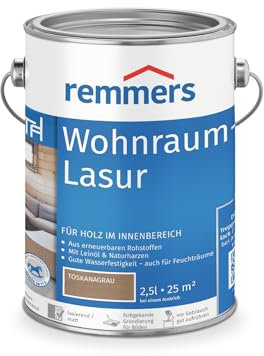 Remmers Decorative Wax Stain Tuscany Grey, 2,5 litres, Water-Based Interior Wood Stain, with Natural Resin and Linseed Oil, Suitable for Furniture, Floors, Interior Doors and Stairs