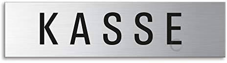 Schild - Kasse | Türschild aus Edelstahl 160 x 40 mm selbstklebend | Original Ofform Design Nr.8397