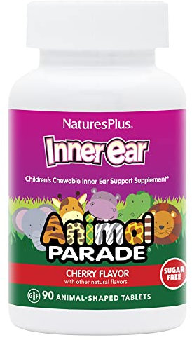 NaturesPlus Animal Parade Chewable Inner Ear Support - Natural Cherry Flavour - Chewable Probiotics Supplement for Kids - Vegetarian, Gluten Free - 90 Animal Shaped Tablets