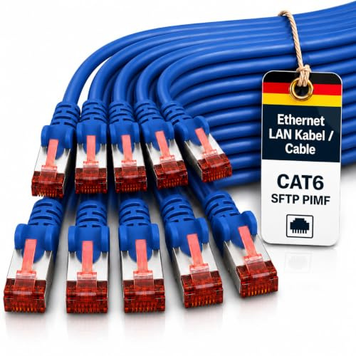 1aTTack.de Câble Ethernet Cat6 10x 0,5m RJ45 - LAN Routeur - bleu | Blindage SFTP PIMF contre les interférences; câble LAN RJ45 pour routeur, switch, PC, console, Smart TV et réseau Ethernet