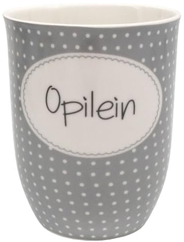 Mea-Living Tasse mit Henkel OPILEIN grau, 500ml, Becher mit Spruch, Geschenkidee für Opa, Spruchtasse für Grosseltern