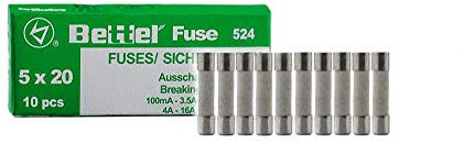 10er Päckchen Keramik Sicherungen 10A träge 5x20mm
