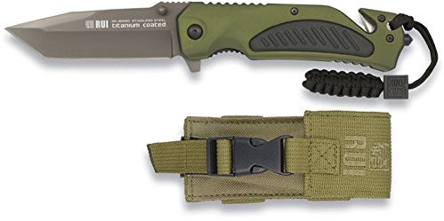 RUI Messer Taschenmesser Rescue Knife Taschenmesser Gurtschneider + Etui 19580