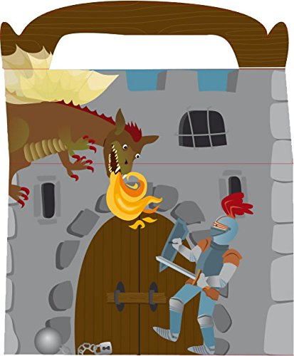 6 Geschenk-Boxen * RITTER * mit Tragegriff für Kindergeburtstag oder Motto-Party | Kinder Geburtstag Geschenktüten Mitgebsel Mitgebseltüten Tüten Geburtstagstüten Motto Geschenk Box Knight
