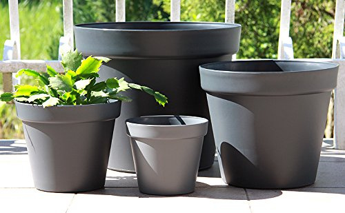 Wamat Blumenkübel Blumentopf Pflanzkübel Pflanztopf 4 Größen / 8 Farben S - XXLNeu!! (Durchmesser:34 cm, grau)