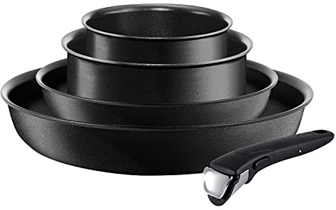 Tefal Ingenio Performance Batterie de Cuisine 5 Pièces Induction Poêles 24/28 cm + Casseroles 16/18 cm (1,5/2,1L) + Poignée Noire Basic L6549102