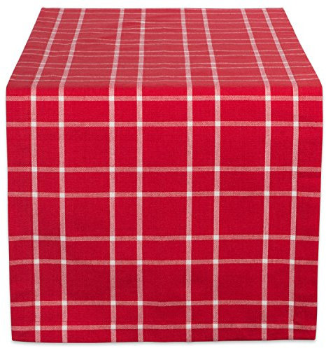 DII Christmas Holly Berry Plaid, Kitchen Caminos de Mesa, Algodón, Rojo, Holiday Table Runner 14x72