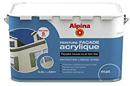 ALPINA Peinture façade - Acrylique - Garantie 5 ans - Mat Ton Pierre 2,5L 23m²